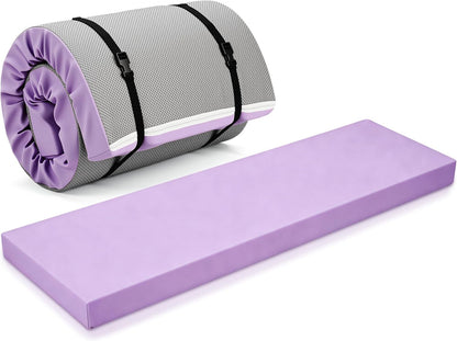 Lyrow 3 Inch 72"x 24" Thick Foldable Yoga Mat with Carry Strap, Non-slip Portable Foam Gym Mat for Yoga, Pilates and Stretching