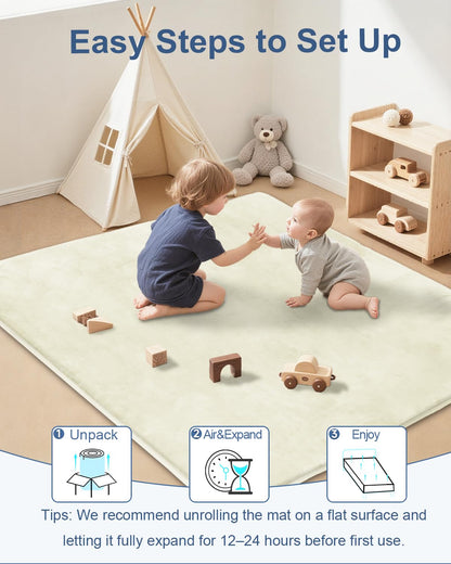 Large Thick Baby Play Mat for Floor,Padded Foam 59x79 Playpen Mat,Soft Support&Plush Feel Nursery Kids Rug,Non Slip for Toddler,Infants,Kids Playroom,Yoga,Baby Crawling,Tummy Time (Light Grey)