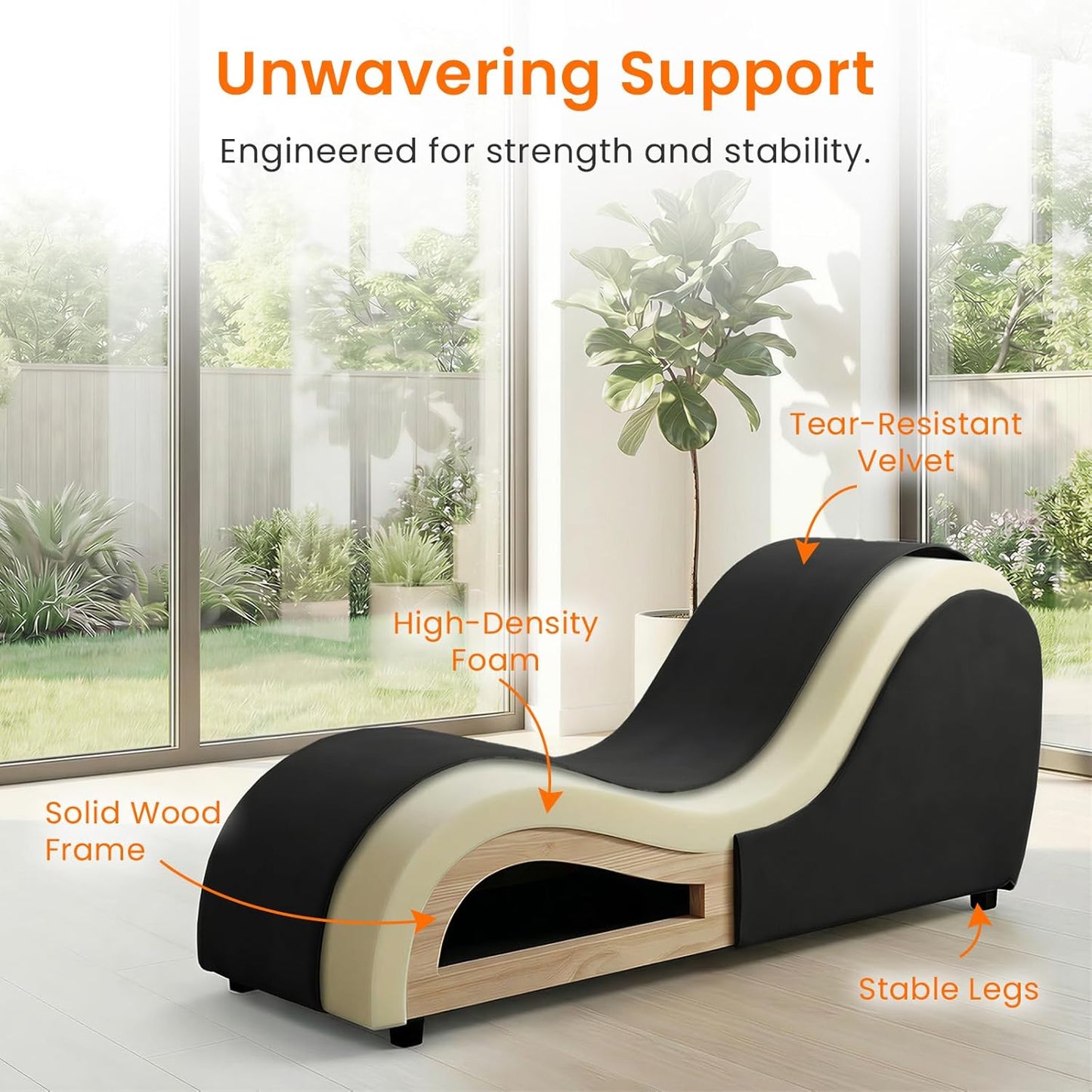 ijuicy Yoga Chair - Velvet Ergonomic Chaise Lounge, Stretching Relaxation Exercise Meditation Chair, Compact 60x18x27 Inches-Dark Grey