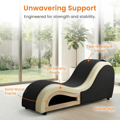 ijuicy Yoga Chair - Velvet Ergonomic Chaise Lounge, Stretching Relaxation Exercise Meditation Chair, Compact 60x18x27 Inches-Dark Grey