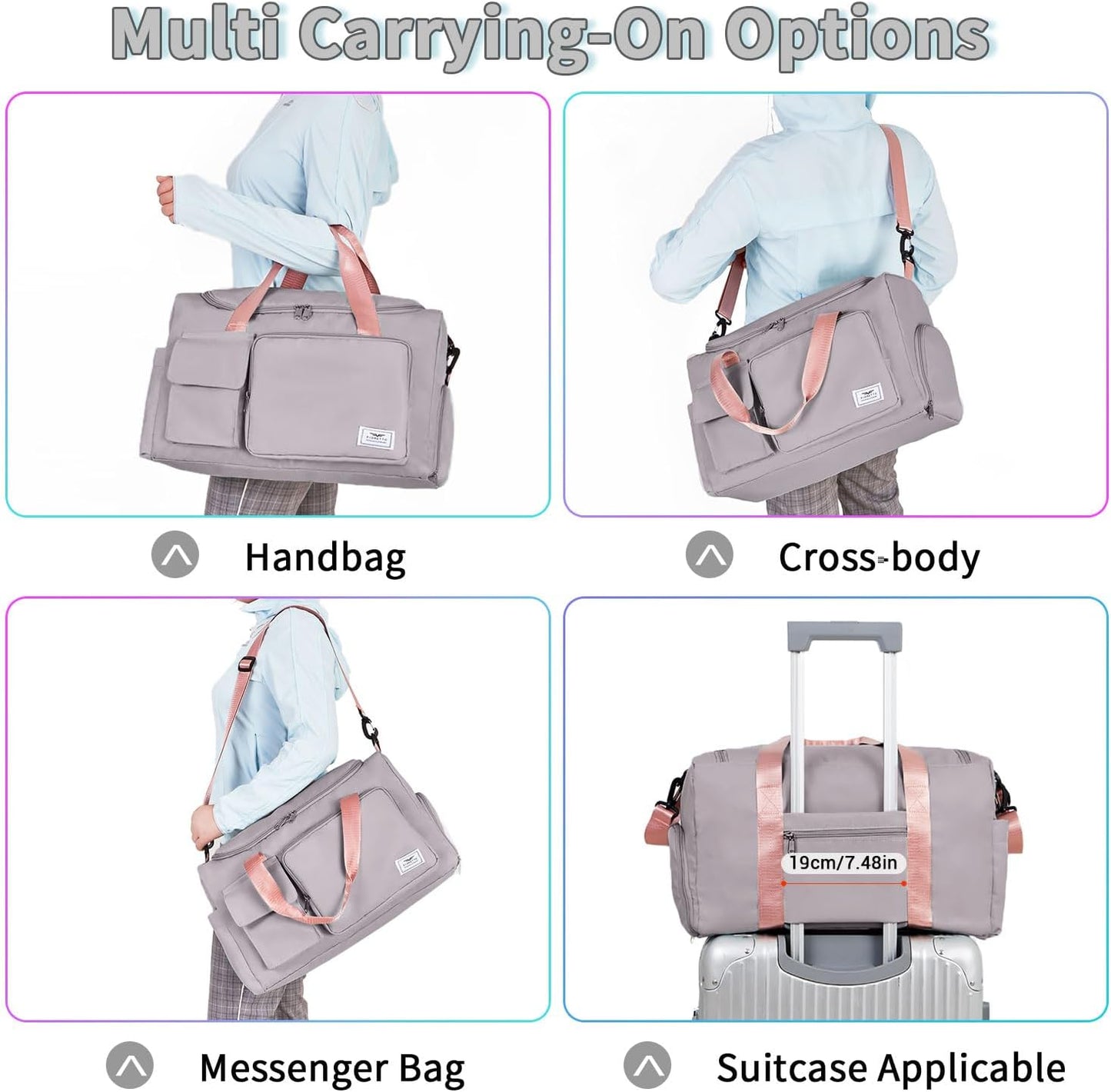 FIORETTO Women's Gym Duffle Bag with Shoes Compartment, 30L Capacity, Ideal for Travel, Gym, Sports, Duffel, Weekender