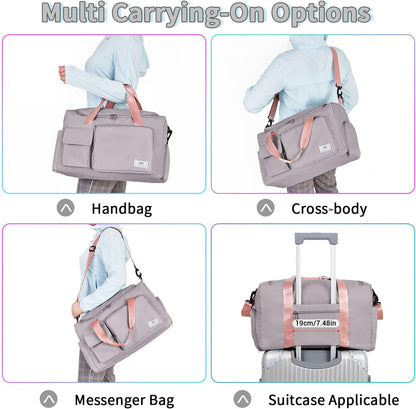 FIORETTO Women's Gym Duffle Bag with Shoes Compartment, 30L Capacity, Ideal for Travel, Gym, Sports, Duffel, Weekender