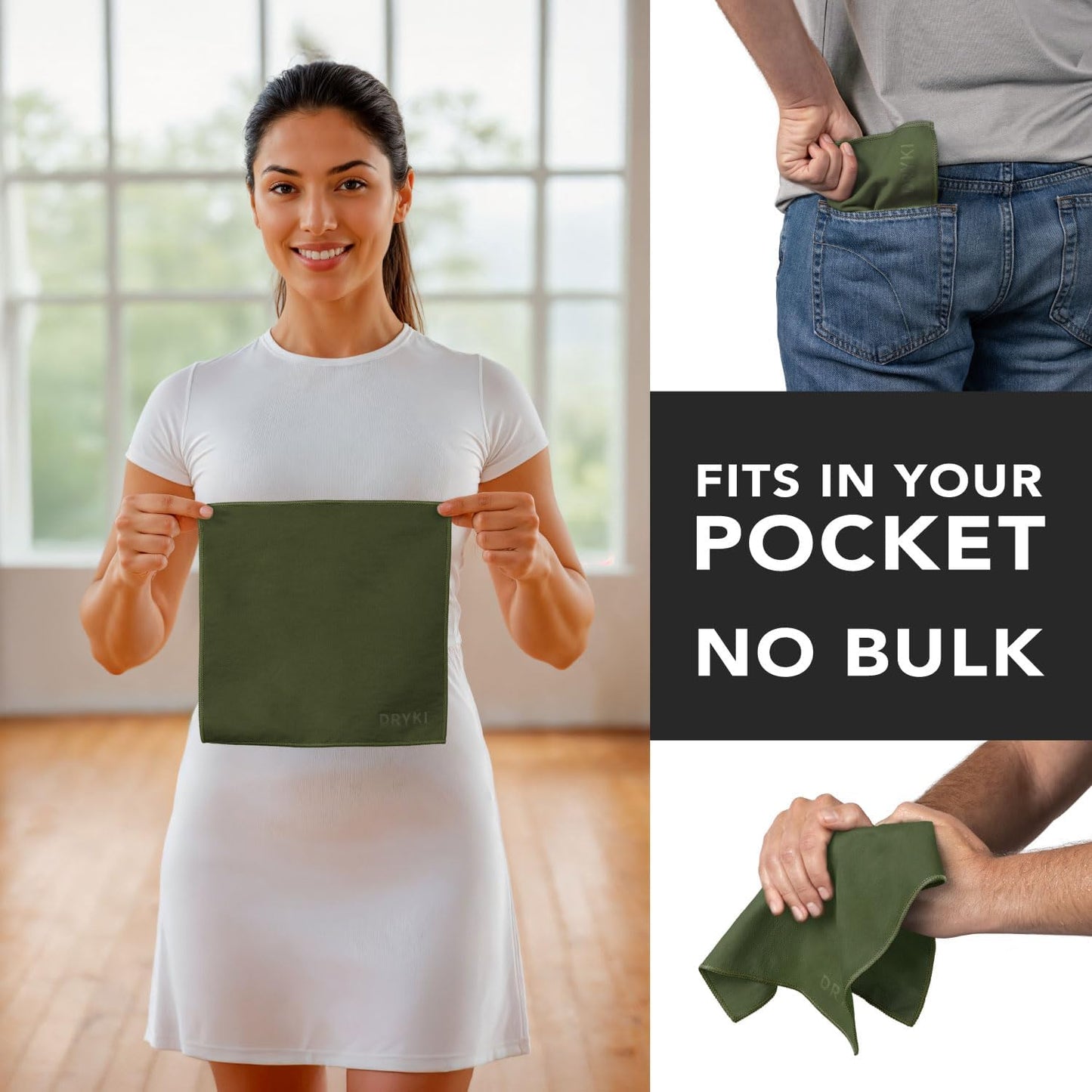 DRYKI Pocket-Sized Sweat Towels - The Original Sweat Absorbing Handkerchiefs - Quick-Dry Microfiber Sweat Rags for Face, Hands, & Body - Men & Women - Gym, Sports, and Work (Blue: 5 Pack)