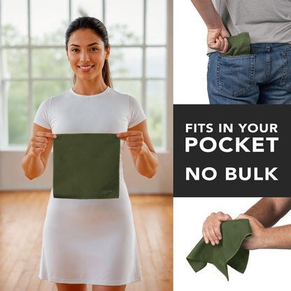 DRYKI Pocket-Sized Sweat Towels - The Original Sweat Absorbing Handkerchiefs - Quick-Dry Microfiber Sweat Rags for Face, Hands, & Body - Men & Women - Gym, Sports, and Work (Blue: 5 Pack)