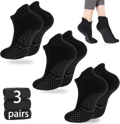 loudashuaiqi Grip Pilates Socks Non Slip Athletic Yoga Socks with Grips for Women Grippy socks for Hospital Workout Barre
