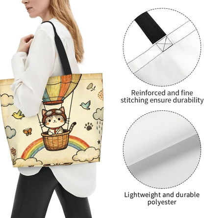 Tote Shoulder Bag Large Durable Reusable Eco-friendly Handbag Lightweight Stylish for Daily Use-19.7x15.7x5.9 Inch - Colors A