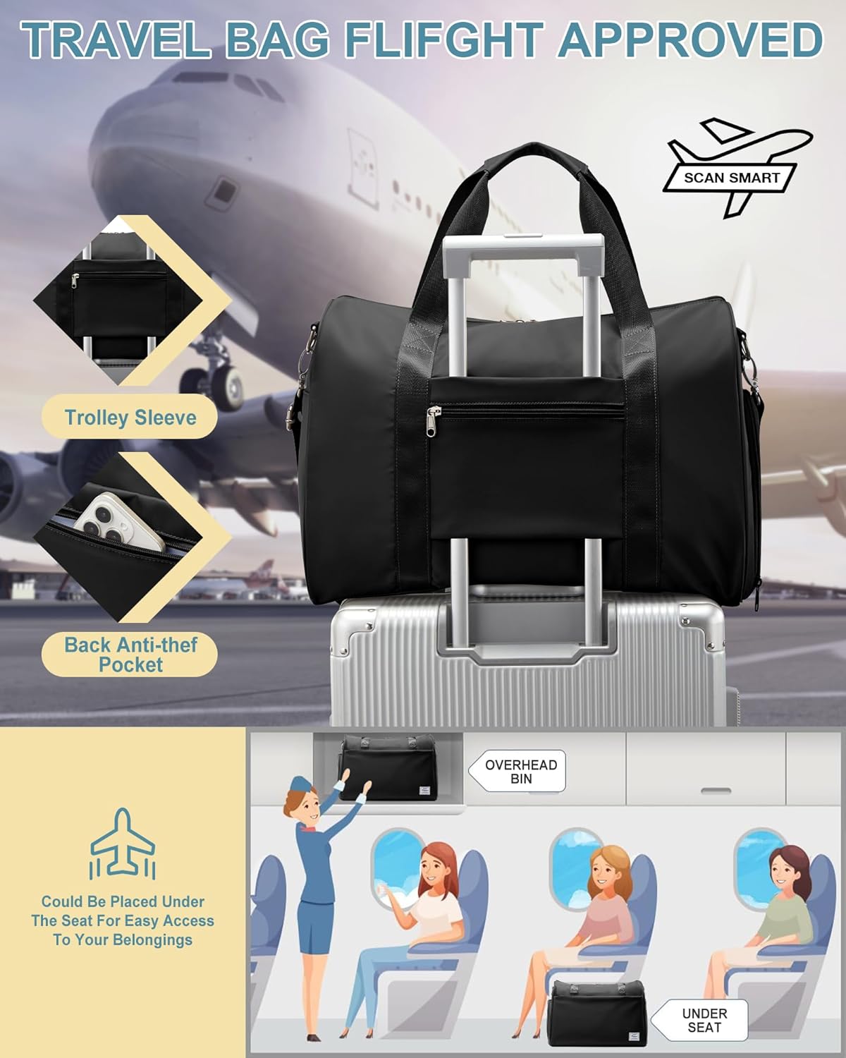 Gym Bag Womens Mens with Shoes Compartment and Wet Pocket Travel Duffel Bag for Women for Plane Sport Gym Tote Bags Swimming Yoga Waterproof Weekend Overnight Carry on Bag Hospital Holdalls - Colors B