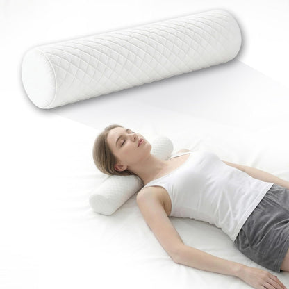HJAHHSM Neck Roll Pillow, Memory Foam Neck Support Pillow, Round Cylinder Bolster Pillow for Bed, Couch, and Yoga, Removable Washable Cover