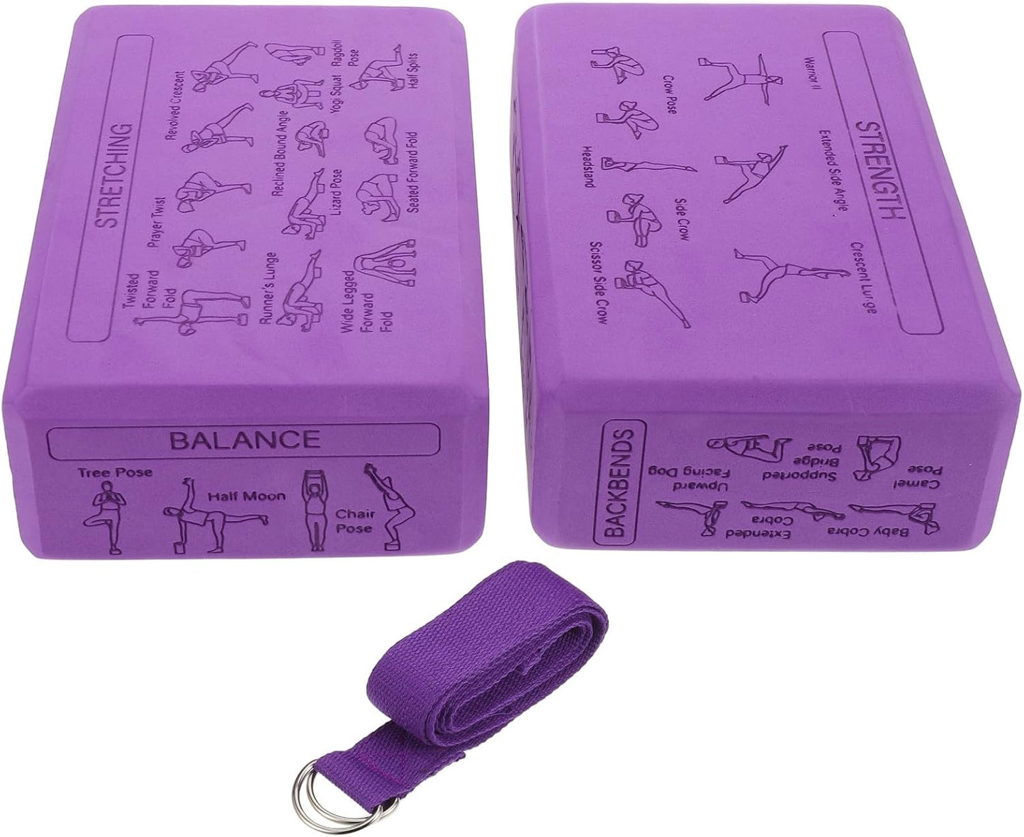Yardwe Yoga Blocks High Density Eva Foam Non-slip Lightweight Set with Strap for Beginners Yoga Studio Balance Flexibility Pilates Stretching Props