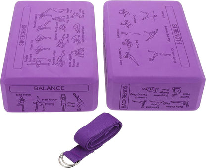 Yardwe Yoga Blocks High Density Eva Foam Non-slip Lightweight Set with Strap for Beginners Yoga Studio Balance Flexibility Pilates Stretching Props