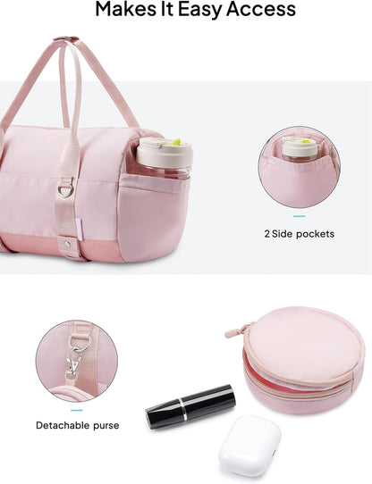 TOPEAST Small Gym Bag for Women, Mini Sports Yoga Bag Gym Tote Bag with Yoga Mat Holder, Small Sports Duffle Bag with Water Bottle Pocket & Wet Pocket for Travel Dance Workout, Black
