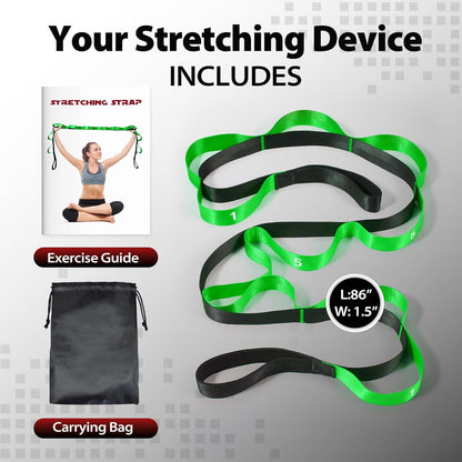 Acozycoo Stretching Strap with Loops for Physical Therapy,Yoga Strap for Stretching,Home Workout,Pilate & Flexibility Training,Non-Elastic Exercise Stretch Band for Hamstring,Leg Stretcher Belt,Flexibility Fascia