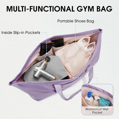 Large Yoga Mat Bag with Shoes Compartment and Wet Pocket Ladies Pilates Gym Tote Bag with Yoga Mat Holder Strap for Women Men Workout Carrier Stuff Accessories