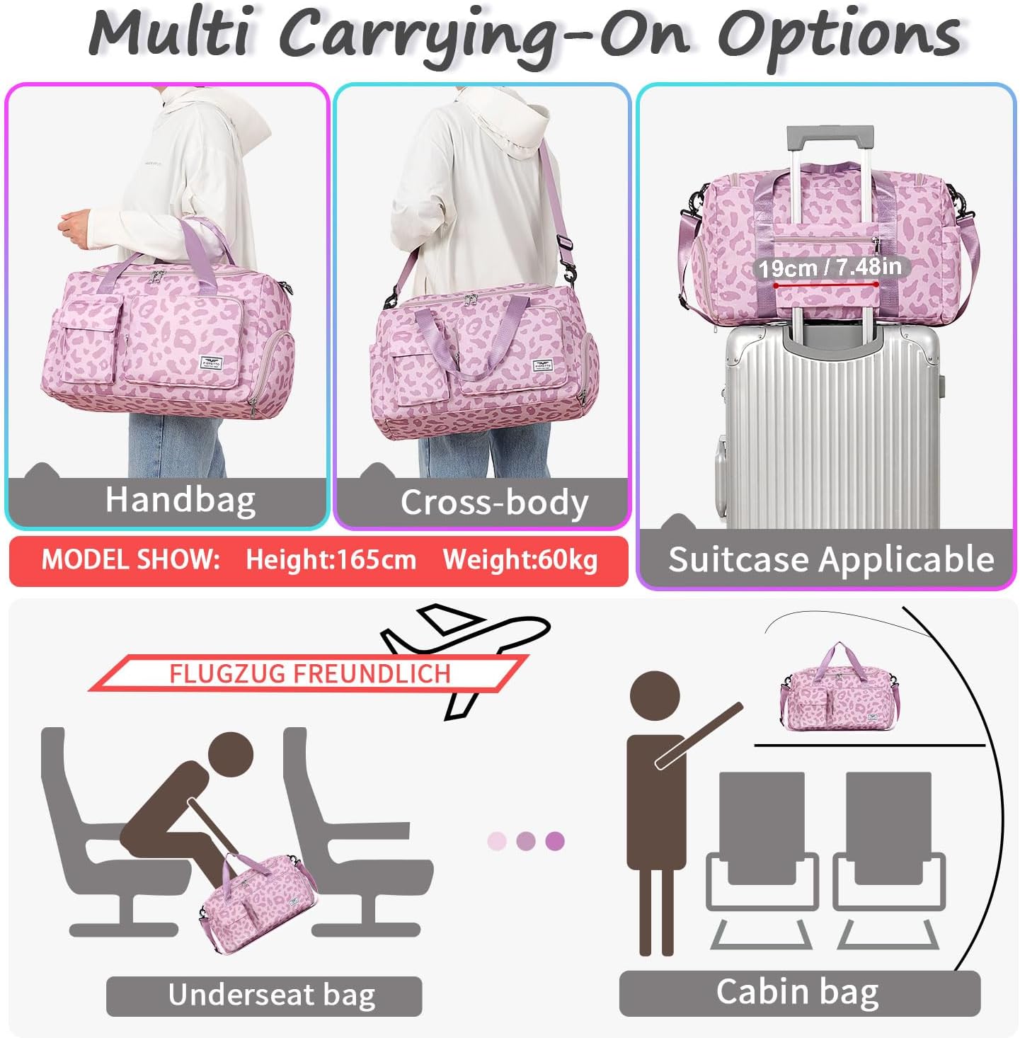 FIORETTO Women's Gym Duffle Bag with Shoes Compartment, 30L Capacity, Ideal for Travel, Gym, Sports, Duffel, Weekender