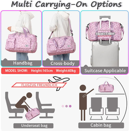 FIORETTO Women's Gym Duffle Bag with Shoes Compartment, 30L Capacity, Ideal for Travel, Gym, Sports, Duffel, Weekender