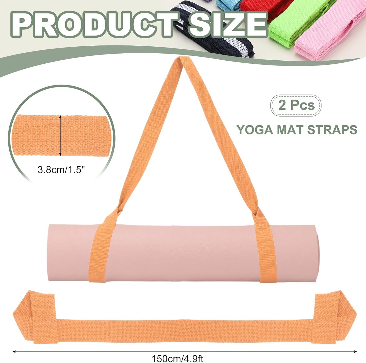 Yoga Mat Straps for Carrying, Adjustable Exercise Mat Sling Holder Multi Purpose Mats Carrier