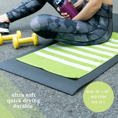 Luzia Striped Workout Towel for Sweat (Pack of 2) - Premium Quality 100% Turkish Cotton - Lightweight and Super Absorbent for Exercise, Sports, Workout, Fitness, Gym, Yoga, Running (Orange)