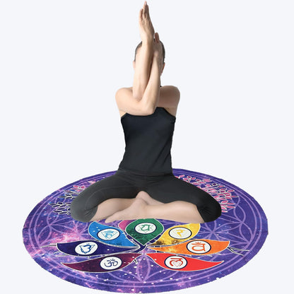 FMTY Crystal Singing Bowls Mat, Round singing bowls Mat Washable healing bowl cusion, Non-Slip Floor Mat Suitable for Sound Bowl Set, 52"Round (52")