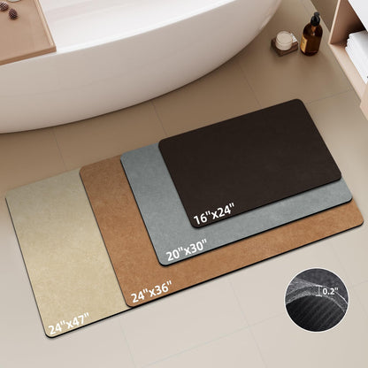 TYUU Bath Mat, Bathroom Rugs Non Slip Washable Thin Absorbent Quick Dry Bath Mat Fits Under Door Bathroom Floor Mat Perfect for Bath, Shower, or Sink 24"x36" Dark Grey