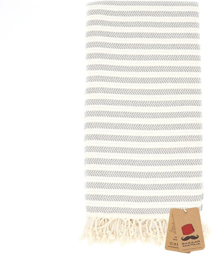 Bazaar Anatolia Turkish Beach Towel – 100% Cotton, Quick Dry, Lightweight and Sand Free – Perfect for Bathroom, Travel, Yoga, Camping, Oversized 71x39 inches - Diamond Black - Colors C