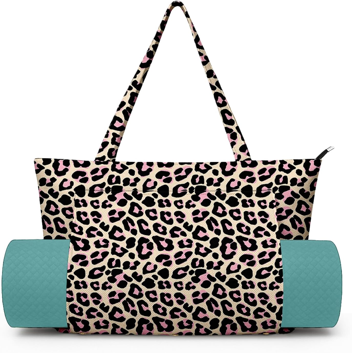 Yoga Bag for Women, Large Canvas Yoga Mat Tote Bag with Yoga Mat Carrier - Large Mat Pocket Fitness Tote for Pilates, Gym, Travel, Office & Beach