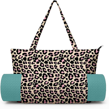 Yoga Bag for Women, Large Canvas Yoga Mat Tote Bag with Yoga Mat Carrier - Large Mat Pocket Fitness Tote for Pilates, Gym, Travel, Office & Beach