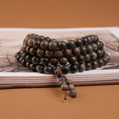 Handmade Mala Beads Bracelet 108 8mm Prayer Meditation Bracelet Sandalwood Elastic, Buddhist Beads, Prayer Mala Necklace for Men and Women Gifts