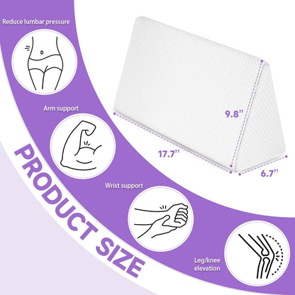 Small Wedge Pillow, Small Wedge Pillow for Sleeping, Foam Wedge for Yoga, Laptop, Memory Foam Positioning, Foam Pillow for Chair, Provide Support and Relieve Fatigue(Blue-17.7")