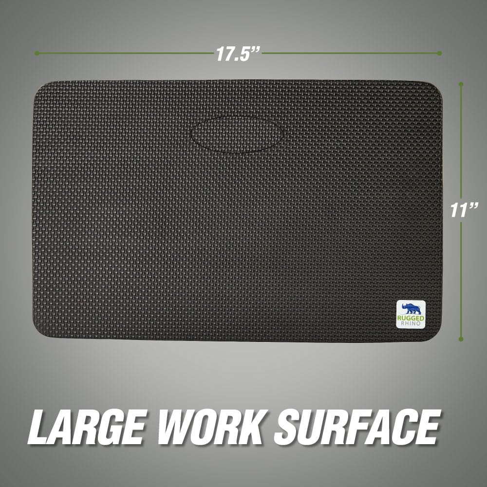 RUGGED RHINO Heavy Duty Patent Pending Kneeling Pad, Shock Absorbent Thick Knee Pads, Holds Up to 300 lbs, Protect Knees from Hard Concrete Surfaces, For Mechanics, Yard Gardening, Gym, Slate Gray