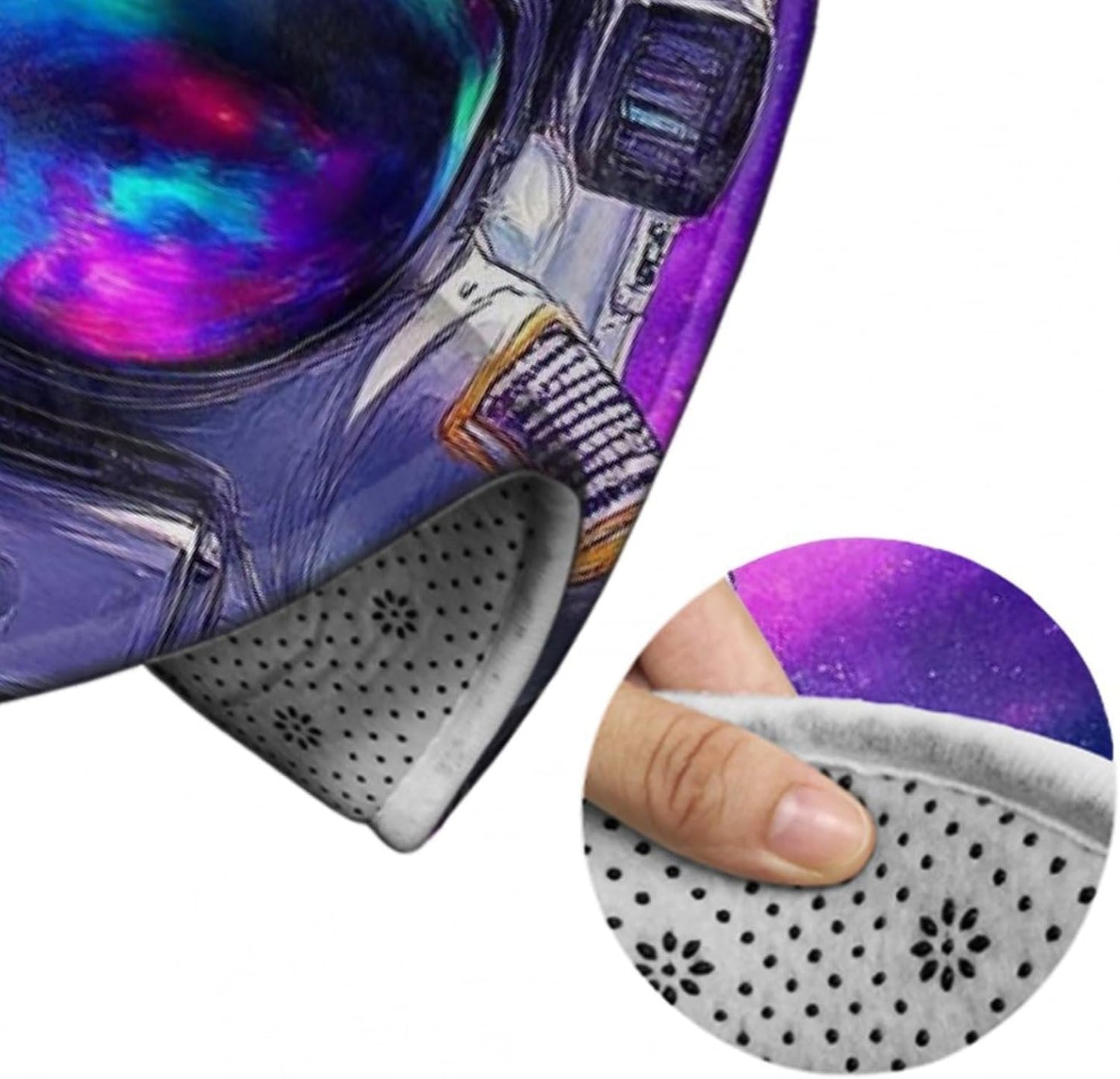 Home Decor Non Slip Kitchen Office Circle Rug, Machine Washable Modern Round Area Rug, Room Sofa Yoga Soft Round Carpet Purple Galaxy Trippy Space Astronaut Art, 36inch
