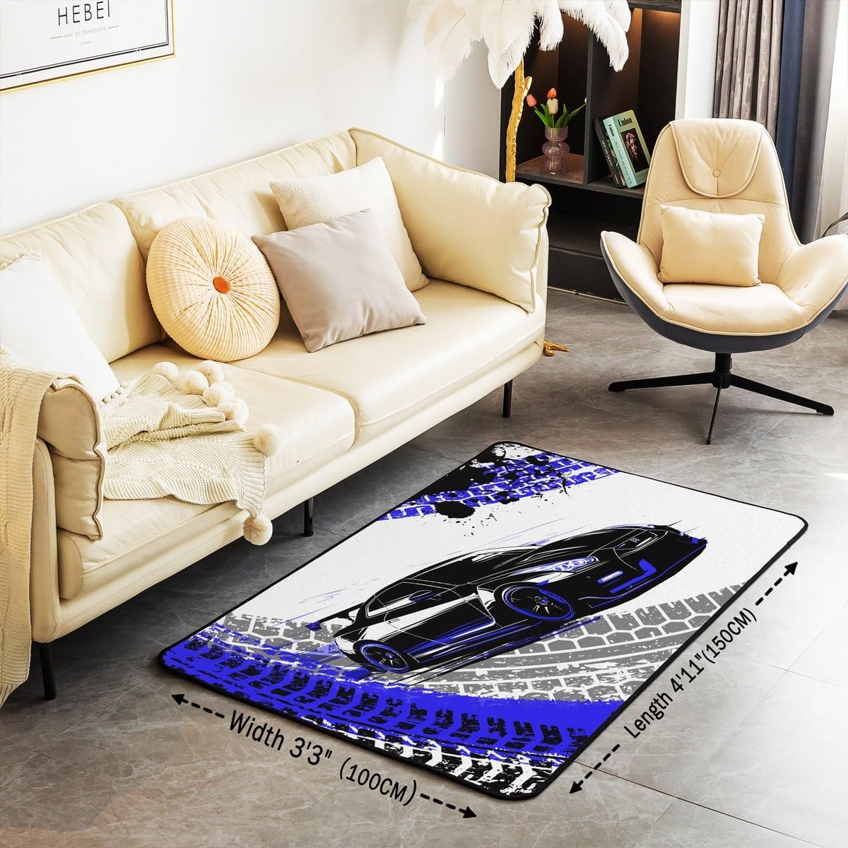 Feelyou Dirt Bike Area Rug 3x5 Kids Extreme Sports Green Honeycomb Living Room Rugs for Bedroom Boys Girls Teens Racing Motocross Rider Decorative Carpet Rug Non-Slip Motorcycle Indoor Floor Mat