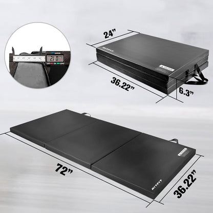 RitFit Upgraded Folding Exercise Mat, 2 Inch Thick Gymnastics Mat 3’x6’,4’x8’,4x10’,2'x8' with Carrying Handles for Yoga, MMA, Stretching, Core Workouts and Home Gym Protective Flooring