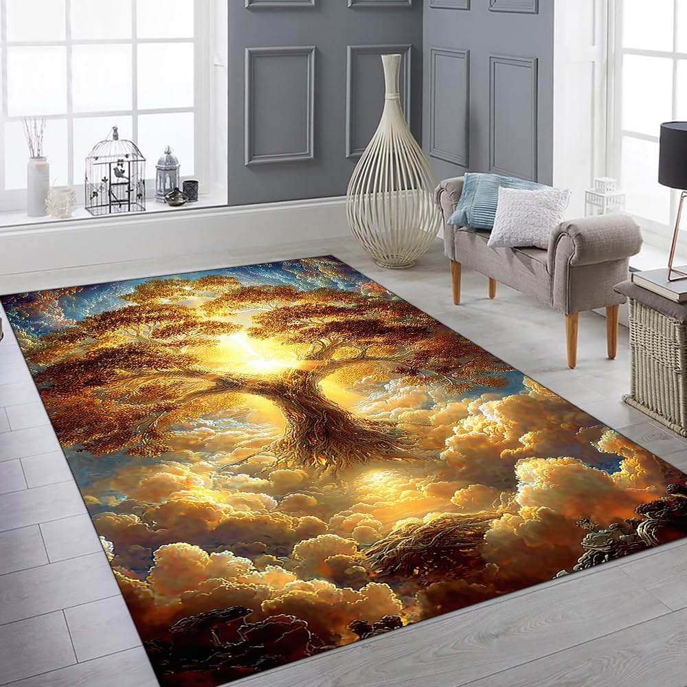 Tree of Life Rug for Living Room Bedroom – Yggdrasil Viking Area Rug Soft Non-Slip Carpet for Indoor Home Décor (Tree of Life Rug 05)