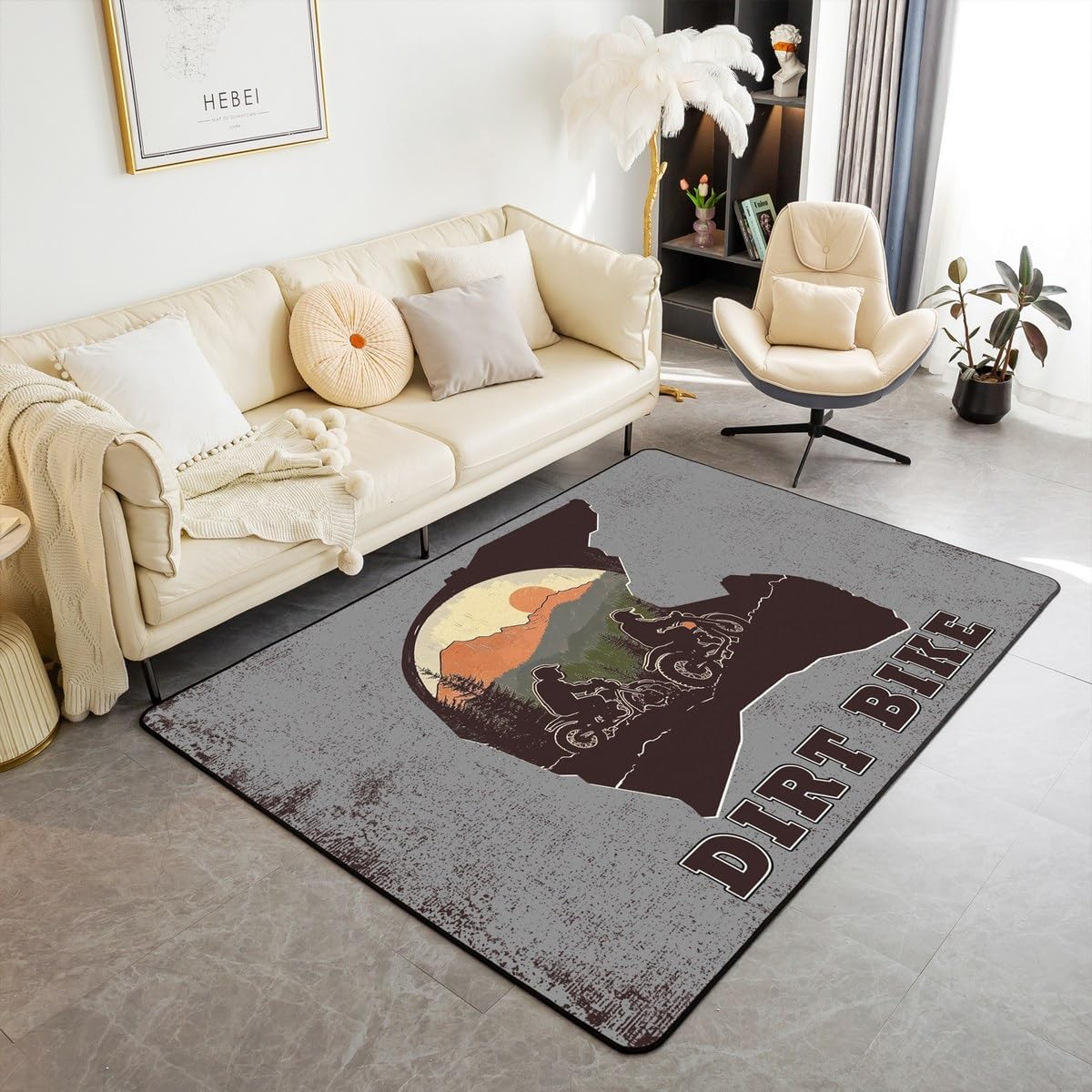 Feelyou Dirt Bike Area Rug 3x5 Kids Extreme Sports Green Honeycomb Living Room Rugs for Bedroom Boys Girls Teens Racing Motocross Rider Decorative Carpet Rug Non-Slip Motorcycle Indoor Floor Mat