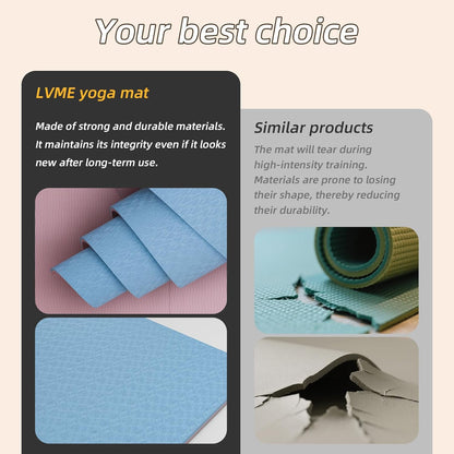 Yoga Mat Non Slip, Anti-Tear 1/4" & 2/5" Thick TPE Yoga Mats for Women and Men, a stylish and practical dual-tone yoga mat.72"x24" Exercise & Fitness Mat with Carrying Strap, Workout Mats for Yoga, Pilates and Floor Exercise