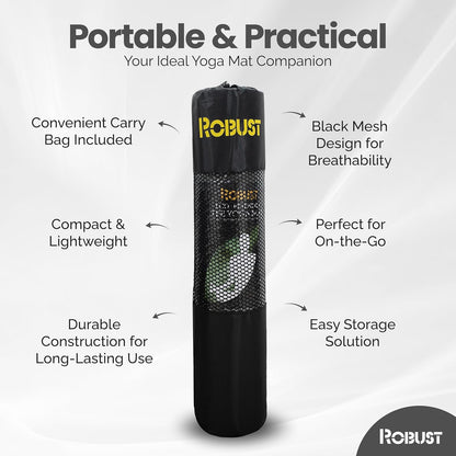 Robust Extra Thick Yoga Mat 1/4 & 1/3 & 2/5 Inch - Non Slip Exercise Mat with Alignment Lines, Carrying Strap, TPE Eco-Friendly Material for Knee Support, Sweat-Proof 72" x 24" for Women & Men