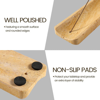 Koville Marble Incense Holder, Incense Holder for Sticks, Incense Sticks Holder Ash Catcher for Meditation Yoga SPA, Natural Stone Incense Burner, Home Table Decor (Green)