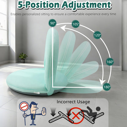 Floor Chair Floor Cushion Folding Padded Gaming Chair Adjustable 5-Position Floor Seat with Back Support for Kids Adult Great for Gaming Reading Meditating