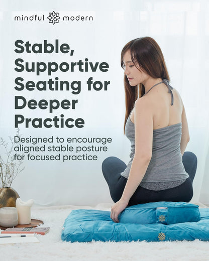 Mindful & Modern Zabuton Meditation Mat - Cotton Filled Yoga and Meditation Pad - Zabuton Meditation Cushion for Kneeling and Sitting Support - Large Rectangular Sitting Floor Pillow for Bench or Zafu