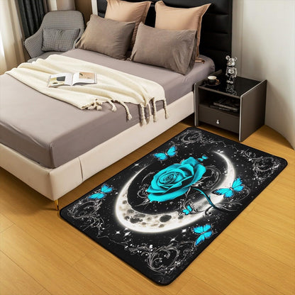 Feelyou Floral Rose Indoor Floor Mat Set,Romantic Blue Rose Rugs for Living Room Bedroom Area Rug 3x5,Boys Girls,Botanical Flower Rose Accent Rug Doormats Floor Mat for All Season