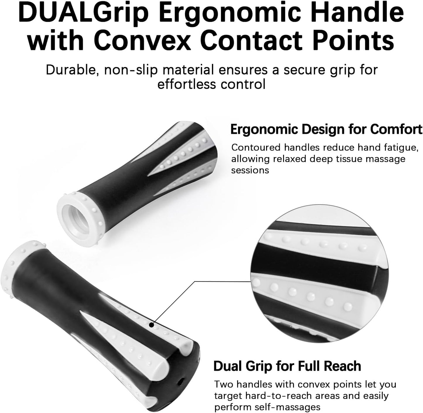 Muscle Roller Massage Roller Stick- Deep Tissue Fascia Blaster for Myofascial Pain Relief, Lymphatic Drainage & Body Sculpting, Handheld Physical Therapy & Recovery Tool (Gray black-18 inch)