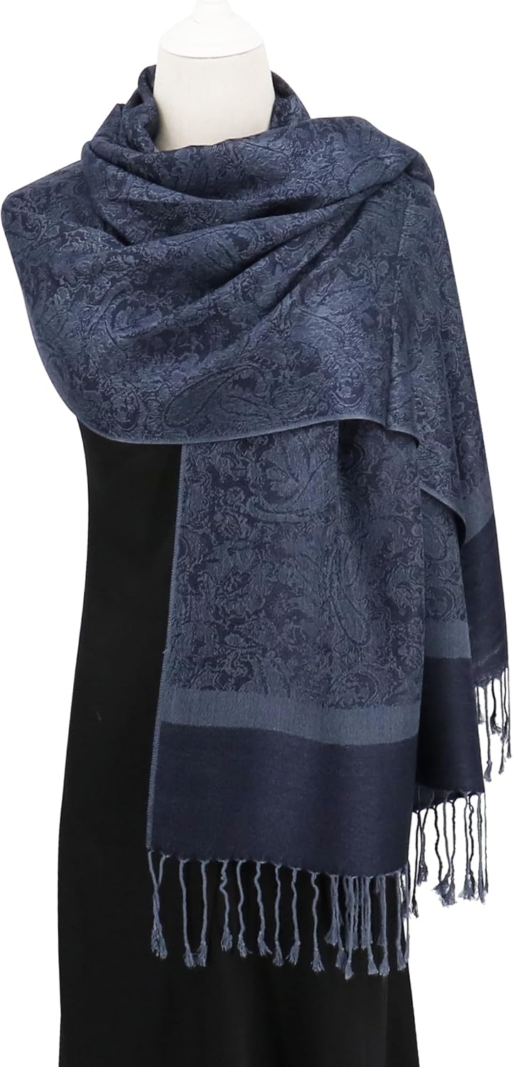 vimate Silky Paisley Pashmina Shawl Scarf-Women's Soft Double-side Jacquard Pashminas Wrap for Evening Dress Travel Shawl