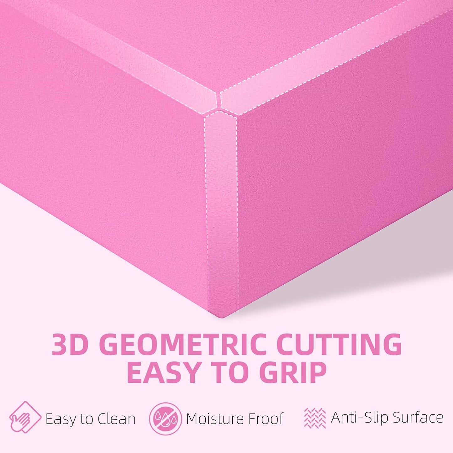 1 Pack Large Foam Yoga Blocks 9x6x4 Inches, Sturdy Pilates Block, Workout Block, Non Slip Surface Yoga Brick for Pilates Meditation, Stretching and Toning, Pink