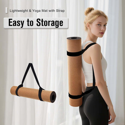 Premium Cork Yoga Mat 1/4 & 2/5 Inch Thick 72 x 26 in, Thick Cork and TPE Non Slip Yoga Mats for Women Men, Sweat Proof Eco-friendly, Great for Hot Yoga & Workouts