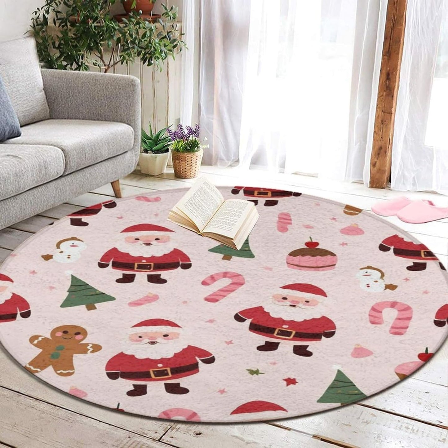 Soft Round Yoga Carpet, Office Chair Decor Round Mat for Carpet and Hardwood Floors Purple Butterfly