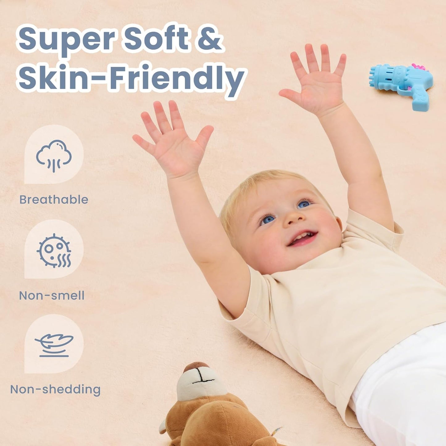 ACOMOPACK 1.3" Thick Baby Play Mat for Floor 79x118"-Large Water-Repellent&Non-Slip Memory Foam Mat for Kids,Toddlers,Soft Velvet Nursery Rug for Tummy Time&Crawling,Yoga,Tatami Style(Blue)