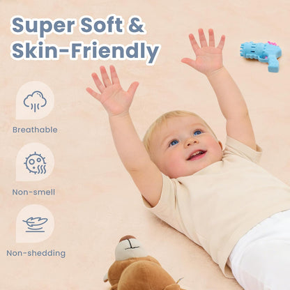 ACOMOPACK 1.3" Thick Baby Play Mat for Floor 79x118"-Large Water-Repellent&Non-Slip Memory Foam Mat for Kids,Toddlers,Soft Velvet Nursery Rug for Tummy Time&Crawling,Yoga,Tatami Style(Blue)