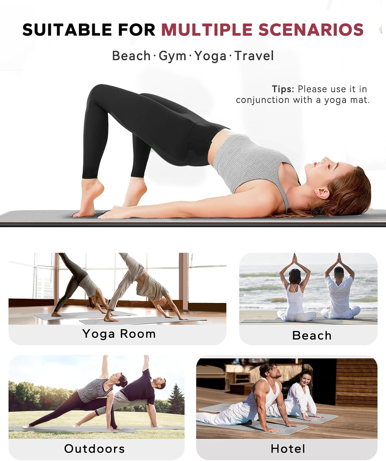 HAPBEAR Hot Yoga Towel with Non-Slip Grip Dots, Super-Absorbent Microfiber Yoga Mat Towel for Sweaty Bikram, Pilates and Studio Workouts - Grey