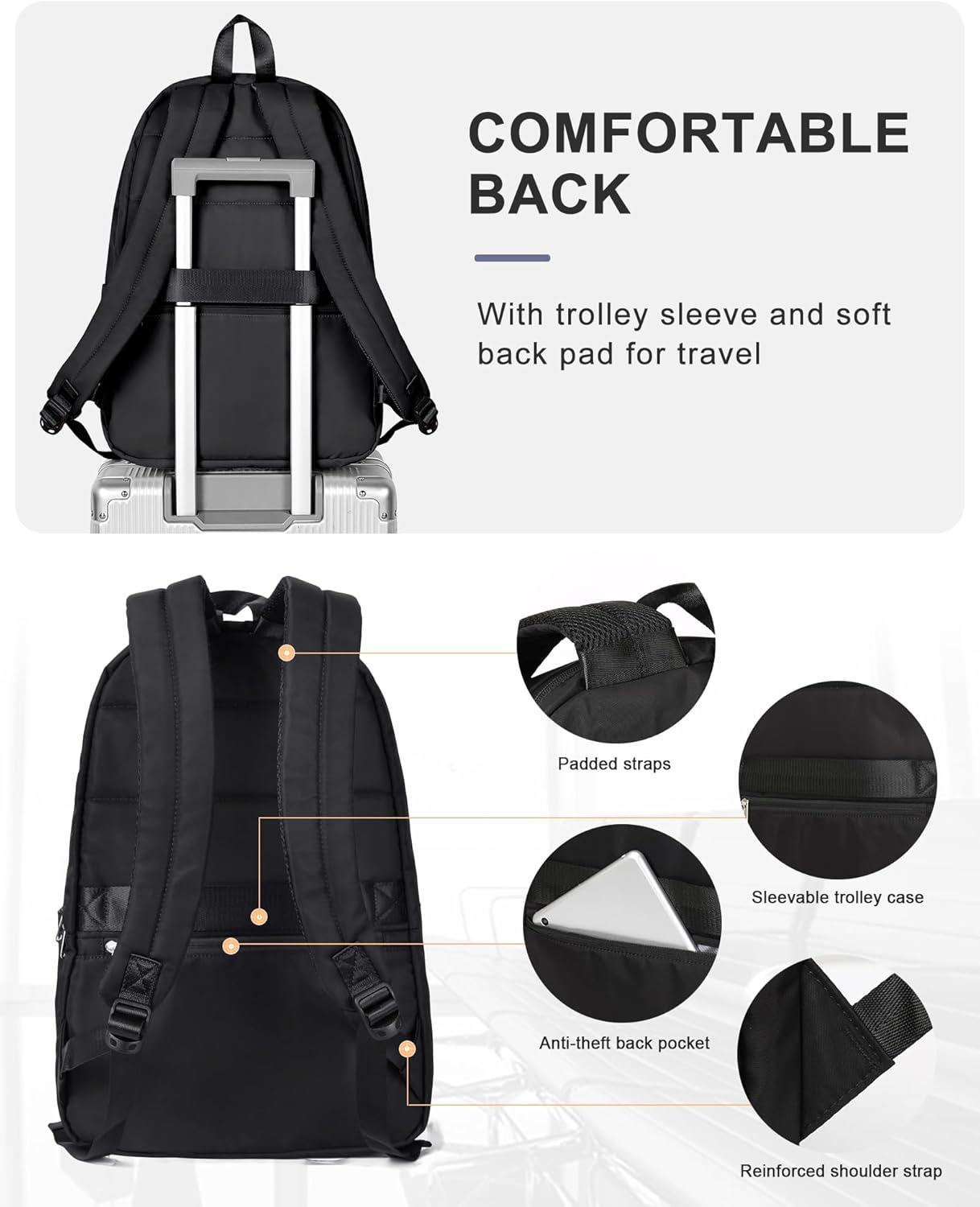 Gym Backpack for Women Men,Cheer bag,Lightweight Gym Bag with Shoe Compartment, Waterproof Sports Backpack with Wet Pocket, Black