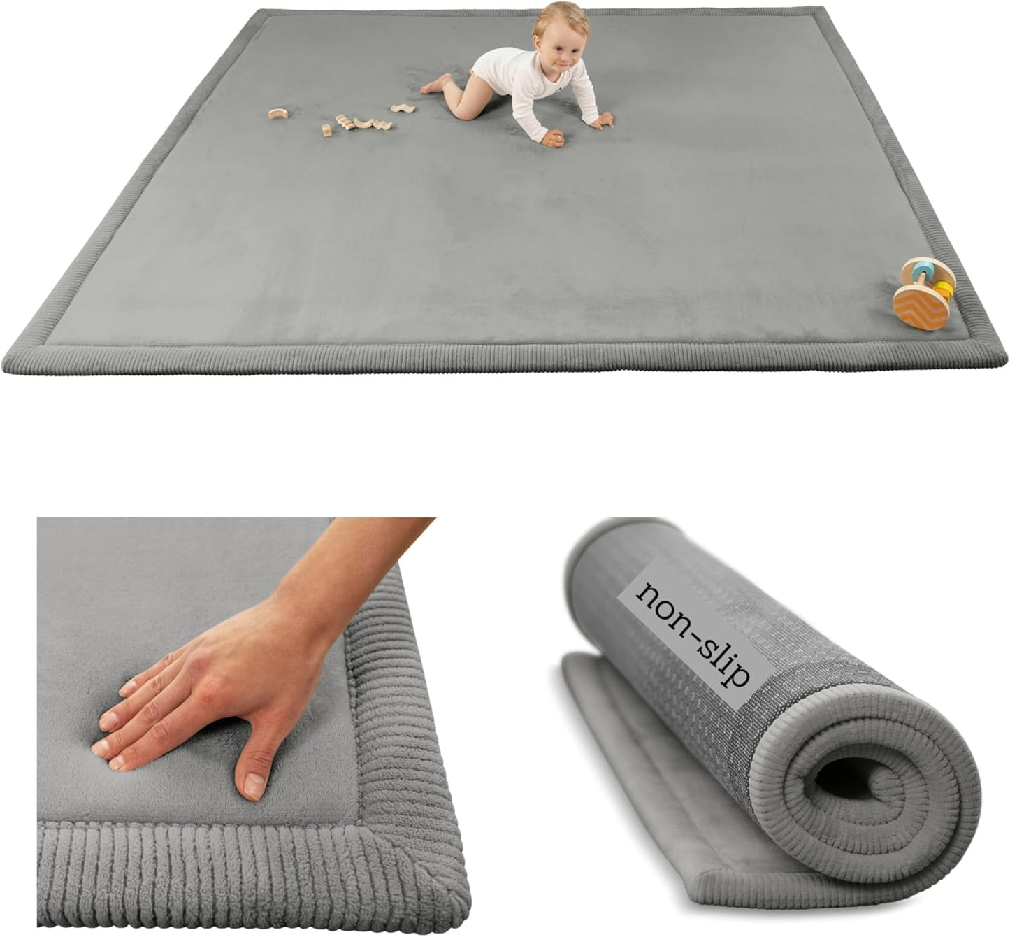 Hakuna Matte CloudSoft Mat for Floor 60" x 80" Beige – Coral Velvet Memory Foam Rug – Non-Slip, Water-Resistant